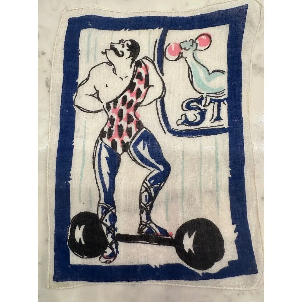 1940/50s MCM Fabric Cocktail Napkins Gay‎ 90s Nineties Scenes Bar Retro Vintage